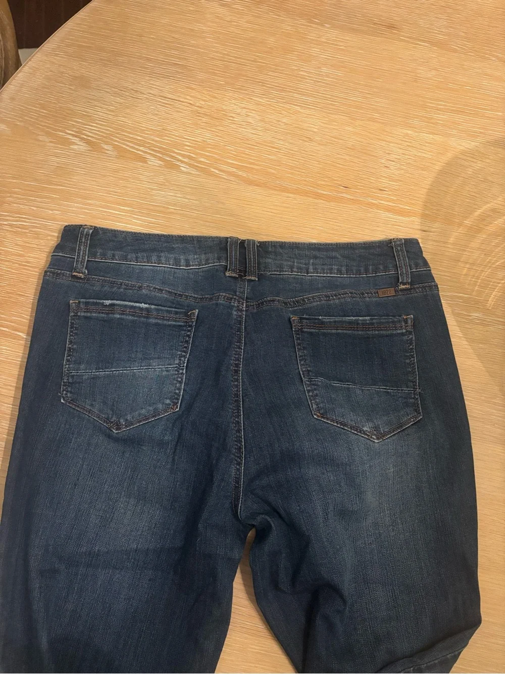 1822 Denim Dark Blue Women's Distressed Slim Jeans 14